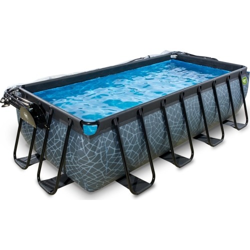 Basen EXIT Stone 400 x 200 x 100 cm z zadaszeniem, pompą z filtrem piaskowym i pompą grzewczą