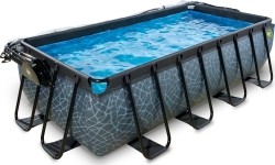 Basen EXIT Stone 400 x 200 x 100 cm z zadaszeniem, pompą z filtrem piaskowym i pompą grzewczą