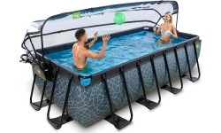 Basen EXIT Stone 400 x 200 x 100 cm z zadaszeniem, pompą z filtrem piaskowym i pompą grzewczą