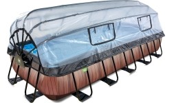 Basen EXIT Wood 540x250x100cm z kopułą, filtrem piaskowym i pompą ciepła, brązowy