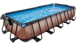 Basen EXIT Wood 540 x 250 x 100 cm z zadaszeniem, pompą z filtrem piaskowym i pompą grzewczą