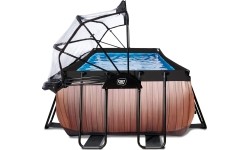 Basen EXIT Wood 540 x 250 x 100 cm z zadaszeniem, pompą z filtrem piaskowym i pompą grzewczą