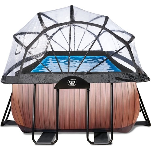 Basen EXIT Wood 400 x 200 x 100 cm z zadaszeniem, pompą z filtrem piaskowym i pompą grzewczą