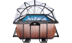 Basen EXIT Wood 400 x 200 x 100 cm z zadaszeniem, pompą z filtrem piaskowym i pompą grzewczą