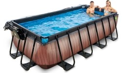 Basen EXIT Wood 400 x 200 x 100 cm z zadaszeniem, pompą z filtrem piaskowym i pompą grzewczą