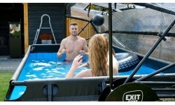 Basen EXIT Wood 400 x 200 x 100 cm z zadaszeniem, pompą z filtrem piaskowym i pompą grzewczą