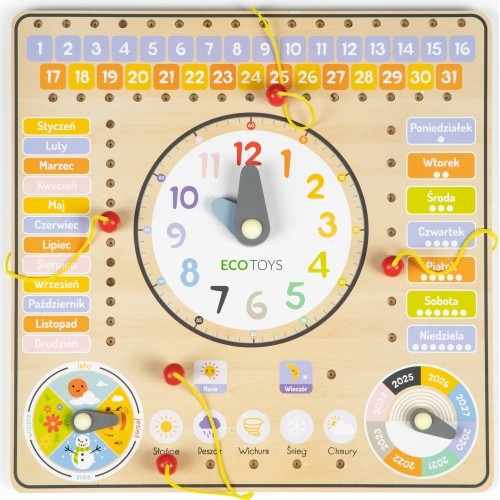 Wooden Board With Clock Calendar Eco Toys