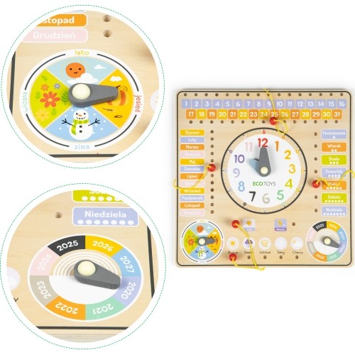 Wooden Board With Clock Calendar Eco Toys
