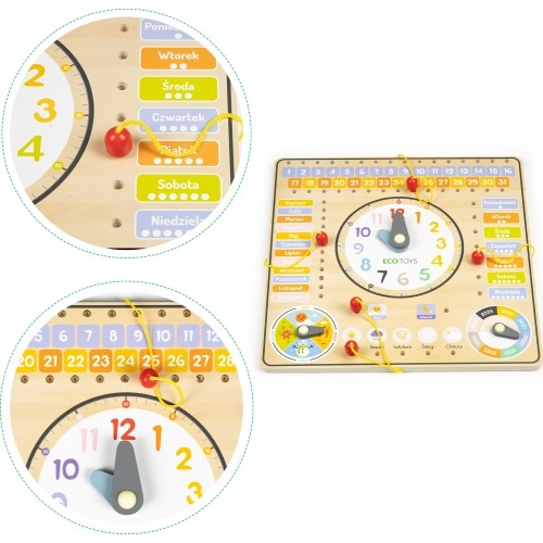 Wooden Board With Clock Calendar Eco Toys