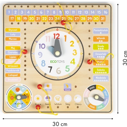 Wooden Board With Clock Calendar Eco Toys