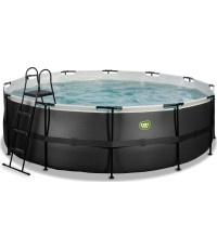 Basen EXIT Black Leather ø450x122 cm z pompą piaskową, czarny