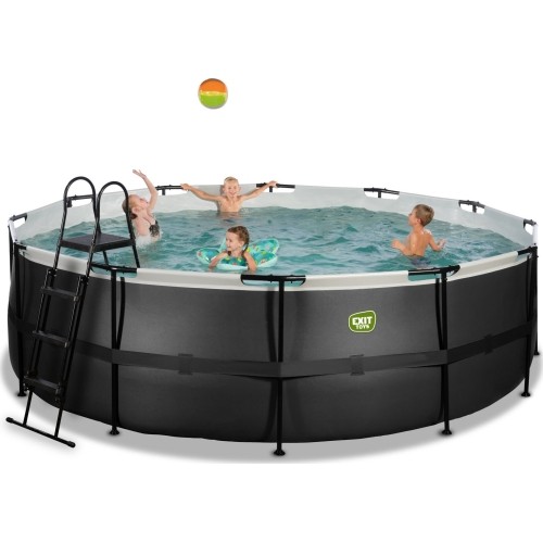 EXIT Black Leather basen ø450x122cm z pompą z filtrem piaskowym - czarny