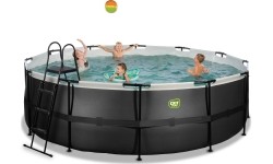 EXIT Black Leather basen ø450x122cm z pompą z filtrem piaskowym - czarny