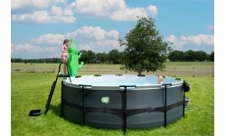 EXIT Black Leather basen ø450x122cm z pompą z filtrem piaskowym - czarny