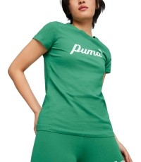 Damska koszulka Puma ESS+ Script Tee, zielona, 679315 86