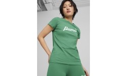 Damska koszulka Puma ESS+ Script Tee, zielona, 679315 86