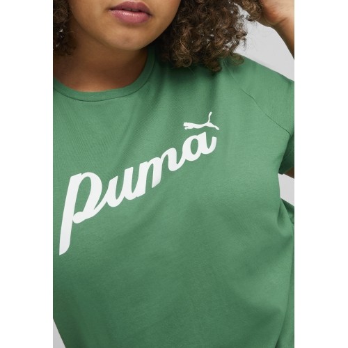 Damska koszulka Puma ESS+ Script Tee, zielona, 679315 86