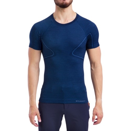 Koszulka męska Brubeck Active Wool - Mėlyna