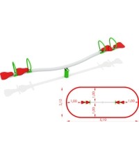 Metalowa huśtawka równoważnia dla dzieci na plac zabaw Quadruple Swing CM-1700 1 - 4-miejscowa