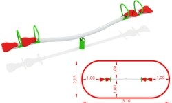 Metalowa huśtawka równoważnia dla dzieci na plac zabaw Quadruple Swing CM-1700 1 - 4-miejscowa