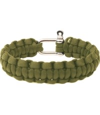 Góralska bransoletka z liny spadochronowej, zapięcie metalowe, oliwka