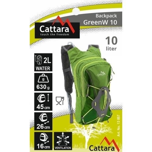 Plecak turystyczny sportowy z workiem bukłakiem na wodę Cattara GreenW 10+2 l