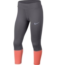 Legginsy młodzieżowe Nike G NK Pwr Tght Crop Grey Orange 890208 036