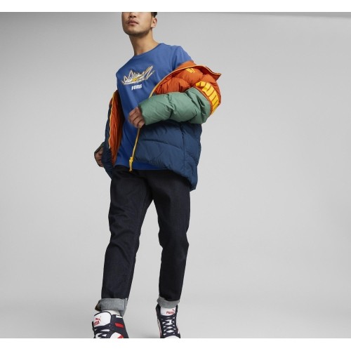 Kurtka męska Puma Power Hooded Down Puff Orange Green Blue 849335 64