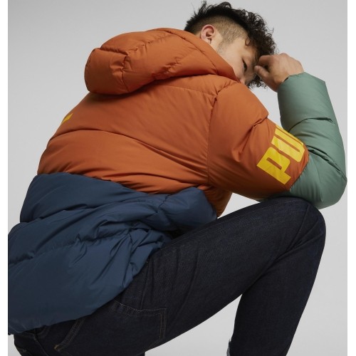 Kurtka męska Puma Power Hooded Down Puff Orange Green Blue 849335 64