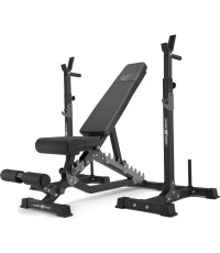 Zestaw MS34_2.0 | Ławka dwustronna + wielopoziomowe stojaki (2 sztuki) pod sztangę z asekuracją - Marbo Sport