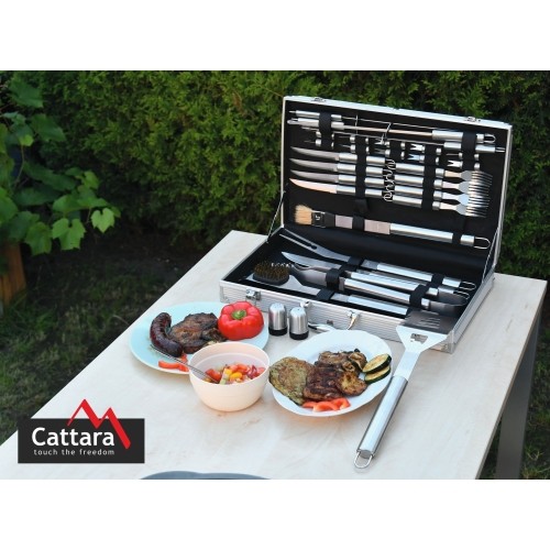 Zestaw narzędzi do grillowania Cattara - 30 elementów, aluminiowa walizka