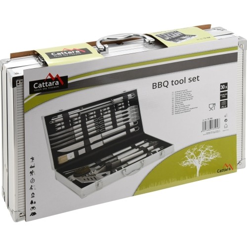 Zestaw narzędzi do grillowania Cattara - 30 elementów, aluminiowa walizka