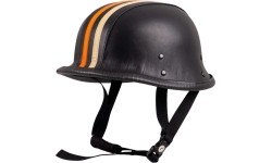 Kask motocyklowy Retro Open-Face Sodager Stripes - černá s oranžovým a béžovým pruhem
