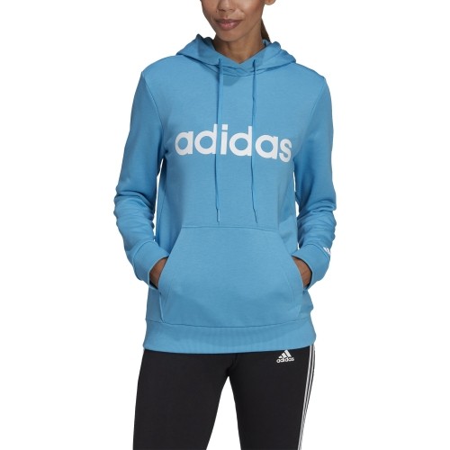 Bluza damska z kapturem Adidas W Lin FT, niebieska, HE9359