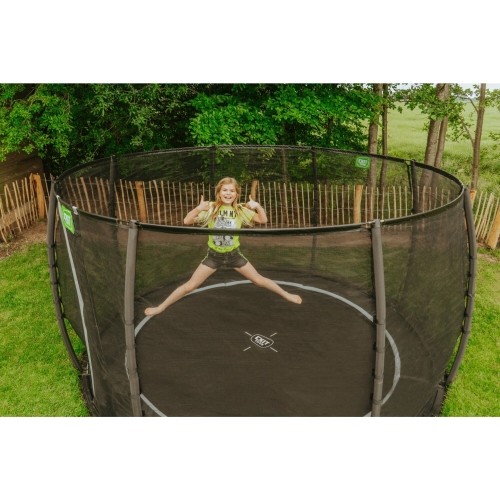 EXIT Dynamiczna trampolina naziemna ø305cm z siatką zabezpieczającą - czarna