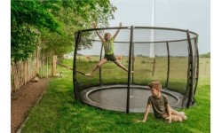 EXIT Dynamiczna trampolina naziemna ø305cm z siatką zabezpieczającą - czarna