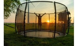 EXIT Dynamiczna trampolina naziemna ø305cm z siatką zabezpieczającą - czarna