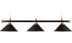 Mosiężna lampa bilardowa z 3 kloszami Buffalo, czarna, 150 cm