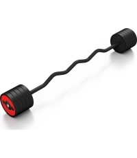 Sztanga gumowana łamana 40 kg czerwony połysk - Marbo Sport