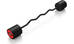 Sztanga gumowana łamana 50 kg czerwony połysk - Marbo Sport