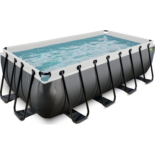 EXIT Black Leather basen 400x200x100cm z pompą filtrującą - czarny