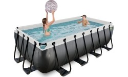 EXIT Black Leather basen 400x200x100cm z pompą filtrującą - czarny