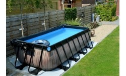 EXIT Black Leather basen 400x200x100cm z pompą filtrującą - czarny