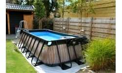 EXIT Black Leather basen 400x200x100cm z pompą filtrującą - czarny