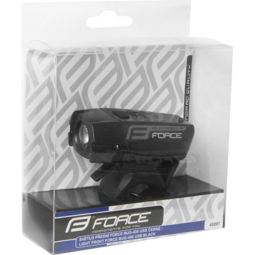 Lampka przednia FORCE BUG-400 USB (czarna)