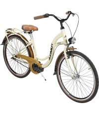 Dviratis AZIMUT Vintage 26" 3-biegowy 2023 kremowo-brązowy błyszczący