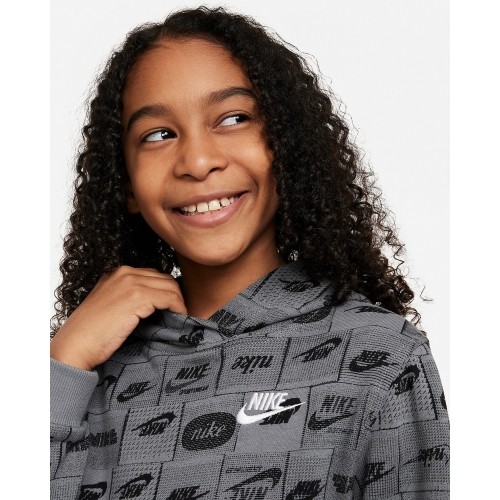 Nike Džemperis Paaugliams K Nsw Club Ft Hdy Aop Grey FN8741 084