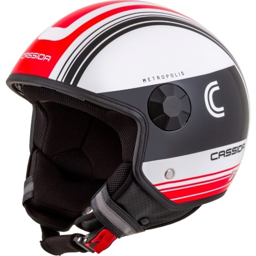 Kask motocyklowy Cassida Handy Metropolis czarny/biały/czerwony