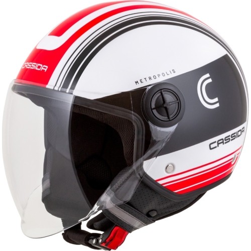 Kask motocyklowy Cassida Handy Metropolis czarny/biały/czerwony