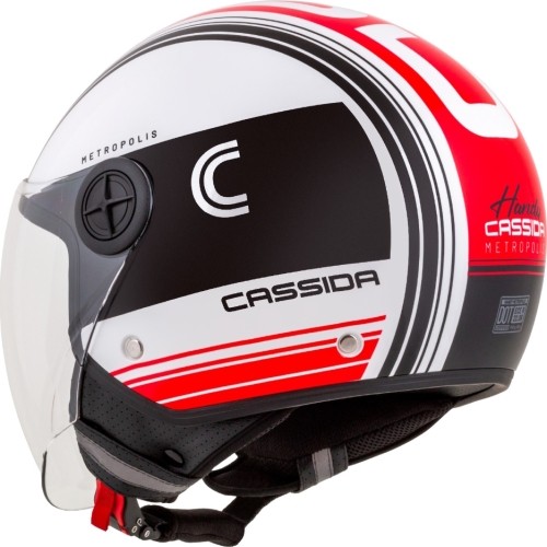 Kask motocyklowy Cassida Handy Metropolis czarny/biały/czerwony